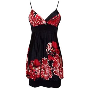 Watercolor Roses Red and Black Bubble Mini Holiday Party Cocktail Dress Babydoll