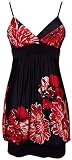 Watercolor Roses Red and Black Bubble Mini Holiday Party Cocktail Dress Babydoll