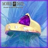 14K .65 CT Trillion Amethyst & Diamond Ring