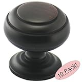 Cosmas 7498ORB Oil Rubbed Bronze Cabinet Hardware Round Knob - 1-1/4" Diameter - Wide Base, 10-Pack