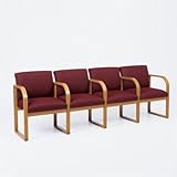 IMAGE OF Contour Full Back Series 4 Seat Sofa with Center Arms Finish: Cherry, Material: Essex Gold Fabric