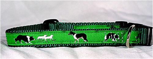 Designer Border Collie Dog Collar - Red Border Collie Collar - Medium-Plus - Made in USA