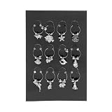 Set of 12 Land & Sea Wine Glass Charms - 8351 with Storage Bag