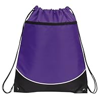 Deluxe Cinch Drawstring Two Tone Backpack Bookpack Bag, Purple