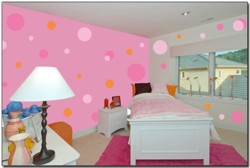 Nursery D  cor  Pink Jumbo Polka Dot Wall Transfer Stickers Mural
