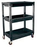 Advanced Tool Design Model ATD-7017 Plastic Utility Cart With Three Shelves & Two Locking Wheels
