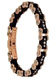 Rose Goldplated and Black Rubber Cycle Bracelet