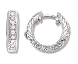 1/4 Carat Pave Set Diamond Hoop Earrings in White Gold (with Safety Lock)
