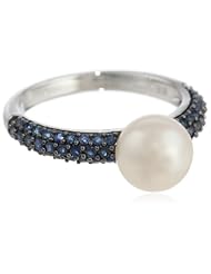 10k White Gold Sapphire and Freshwater Cultured Pearl Ring