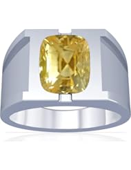 14K White Gold Cushion Cut Yellow Sapphire Solitaire Ring