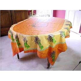 Daudet French Provence Bright Lavender Bouquets Tablecloth - 88 Inch by La Maisonnette