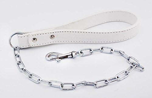 Walma PU Leather Hand Leashes Short Leash for Walking Large Dogs (White)