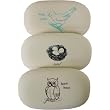 Bird, Nest and Owl Set of 3 Cavallini Pebble shaped novelty pencil erasers