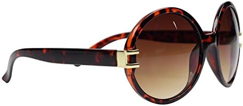 Oversized Round Designer Large Big Retro Sunglasses Gold Hinge Brown Tortoise
