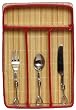 Split Bamboo Cutlery Basket with Leatherette Trim 14 3/4" x 10" x 2 3/4"