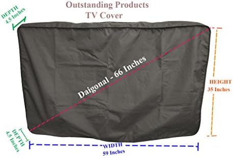 Weather Resistant &amp; Lined Protective Outdoor Television Cover For Samsung UN65JS9000 - 65-Inch Curved 4K 120hz Ultra SUHD Smart 3D LED HDTV, Color - Black