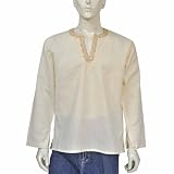 Mens Embroidered Kurta Casual Cotton Shirt India Chest 42 inches