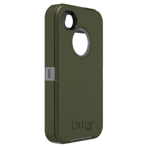 Otterbox APL2-I4SUN-E4-E4OTR Defender Series Hybrid Case & Holster for iPhone 4 & 4S  - Retail Packaging - Gunmetal Grey/Envy Green-Otterbox