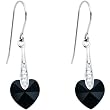 Handcrafted Jet Black Heart Earrings Made with SWAROVSKI ELEMENTS