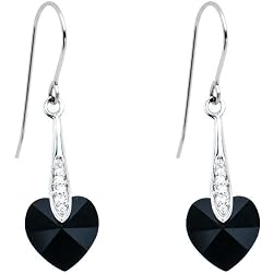 Handcrafted Jet Black Heart Earrings Made with SWAROVSKI ELEMENTS
