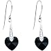 Handcrafted Jet Black Heart Earrings Made with SWAROVSKI ELEMENTS