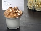 Baby Keepsake: Glass Candle Place Card Holder w Gold Gift Box Top (Set of 6)