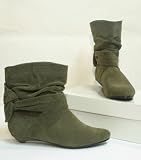 Produkt-Bild: Damen Stiefelette khaki Wildleder Optik