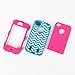 KINGCO 3in1 Chevron Pattern Design Hybrid High Impact Case Cover for Apple iPhone 4/4S Cases Covers (sky blue+hot pink)
