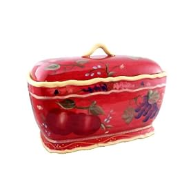 TOAST JAR, BREAD BOX TUSCANY RED FRUIT DECOR by ACK