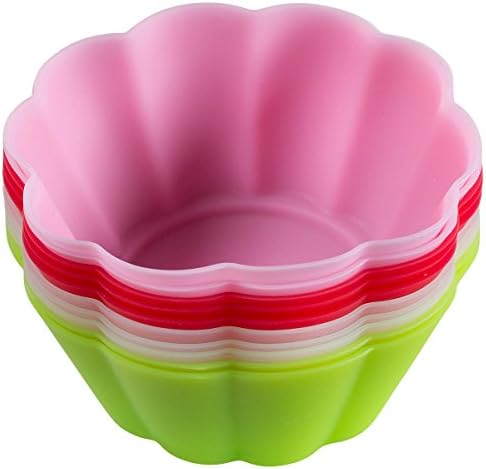 Silicone Baking Molds, Reusable Muffin Mold, Eco-friendly Cupcake Liners, Appetizingly Vibrant Colors, Fun Shapes for Baking, Cupcakes - Non-stick, No Release Oil Needed! Food Grade Bpa-free Material, Dishwasher, Freezer &amp; Oven Safe up to 475° F (Flower)