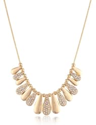 Nine West "Raindrops" Gold-Tone Teardrop Frontal Necklace, 18"