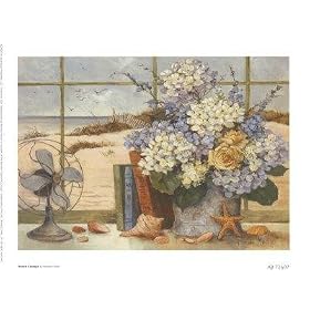 Beach Cottage Art Poster PRINT Barbara Mock 8x6
