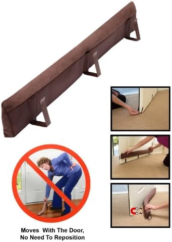 Evelots Magnetic Draft Stopper -2 in 1 Strong Magnets for Iron Door- Metal Clips for Regular Door -Cold Air Draft Blocker - Noise, Dust Stopper -Stay Warmer in Winter-No Need to Bend Down -36 Inches