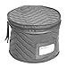Richards Homewares Set of 4 Micro Fiber Quilted Deluxe Plate Case Dinnerware Storage Organizer for Saucers, Dinner Plates, Dessert Plates, and Salad Plates - Includes Content Label Inserts, Charcoal