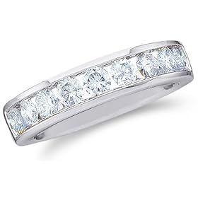 Size - 4 - 14k White Gold Round Cut Diamond Ladies Womens Channel Set Wedding or Anniversary 3mm Ring Band (1/2 cttw, G - H Color, I1 Clarity)