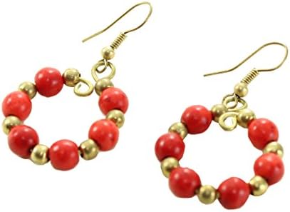 Beautiful Fashion Earrings Handmade, Boho Antique Red Stone Brass Drop Dongle Earring.