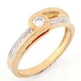 10k Solid Yellow Gold CZ Unique Promise Engagement Ring