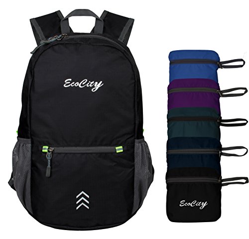 EcoCity Ultra-light Packable Backpack Hiking Daypack Foldable Camping Outdoor Travel Biking School Air Travelling Carry on Backpacking + Ultralight and Handy
