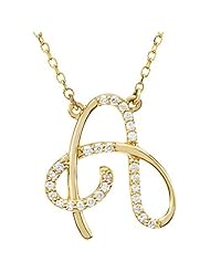 14K Yellow Gold Diamond Initial Necklace "A" -- LIFETIME WARRANTY