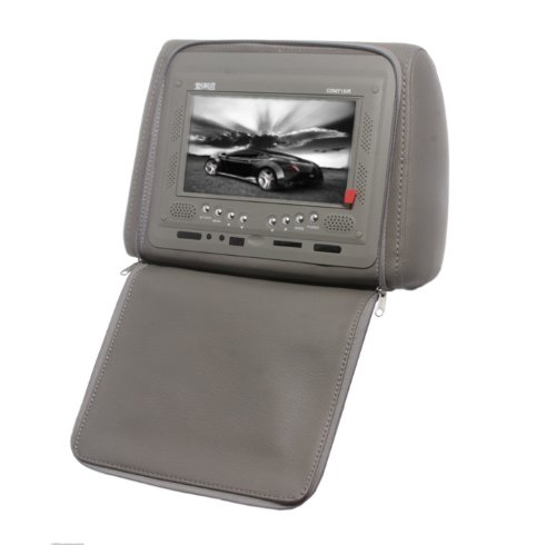 Absolute COM-715IRG 7.5- Inches Headrest Pillow with Zipper Cover, TFT/LCD Color Monitor, Built-In IR Transmitter and Remote Control (Grey)