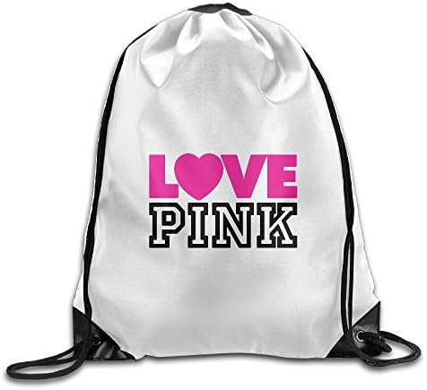 Custom Love Pink Summer Drawstring Bags White