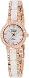Armitron Womens 75/3919WTRG White Ceramic Rosegold-Tone Swarovski Crystal Accented Bracelet Watch