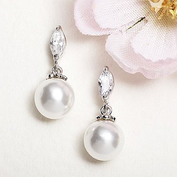Wedding Jewelry, Petite Pearl Drop Earrings 640