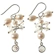 Handmade White Freshwater Pearl Earrings With Swarovski Crystal Beads & Sterling Silver