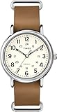 Timex Unisex T2P492AW Weekender 40 Cream Dial with Tan Leather Strap