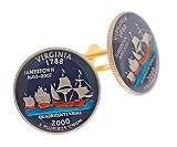 Hand painted enamelled Virginia Quarter coin cufflinks
