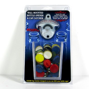 Wall Mounted Bottle Opener & CLEAR Cap Catcher