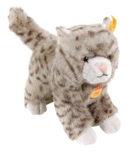 41VRAGv002L STEIFF 099595 Kitty Cat Gray Tipped 7 Stuffed Toy