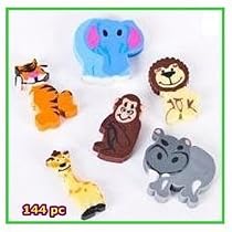 ~ 144 ~ Mini Animal Erasers ~ Zoo Safari Jungle ~ NEW
