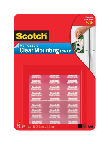 Scotch Mounting Squares Removable, 1 x 1 Inch, Clear (859-MED)